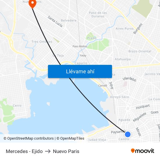 Mercedes - Ejido to Nuevo Paris map