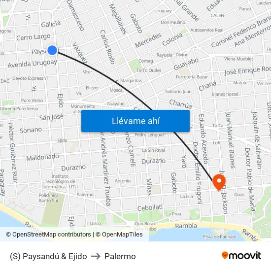 (S) Paysandú & Ejido to Palermo map