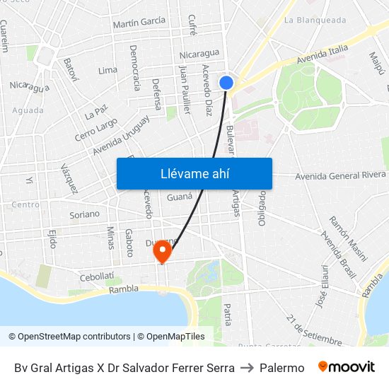 Bv Gral Artigas X Dr Salvador Ferrer Serra to Palermo map