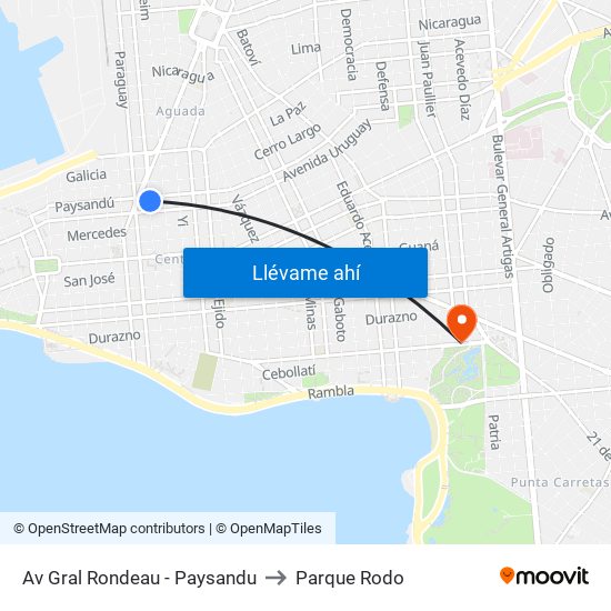 Av Gral Rondeau - Paysandu to Parque Rodo map