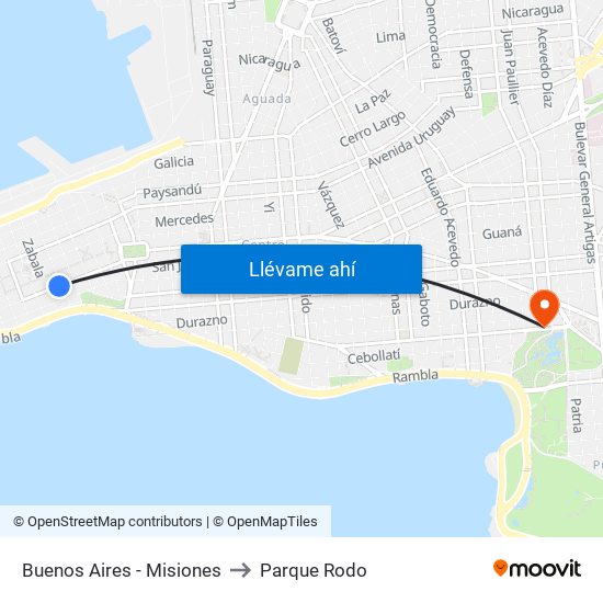Buenos Aires - Misiones to Parque Rodo map