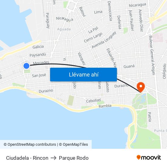 Ciudadela - Rincon to Parque Rodo map