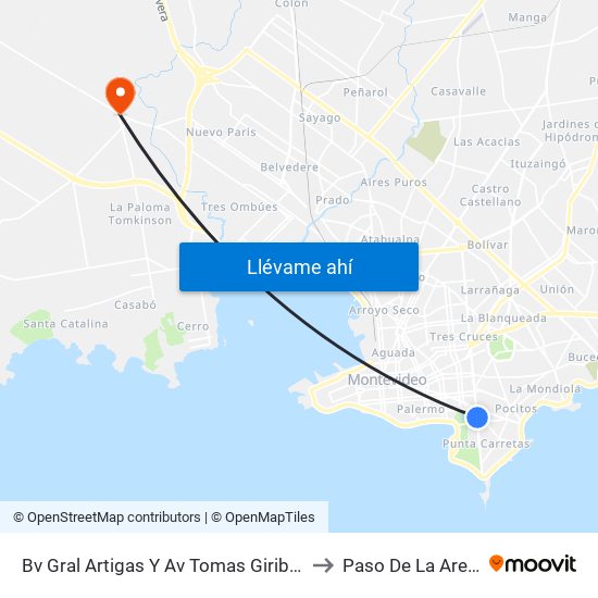 Bv Gral Artigas Y Av Tomas Giribaldi to Paso De La Arena map