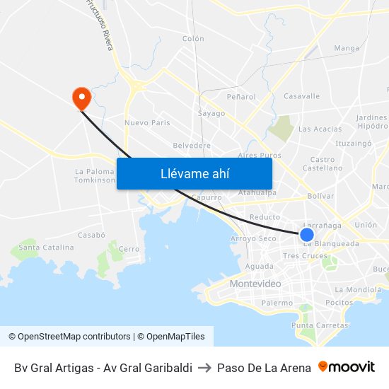 Bv Gral Artigas - Av Gral Garibaldi to Paso De La Arena map