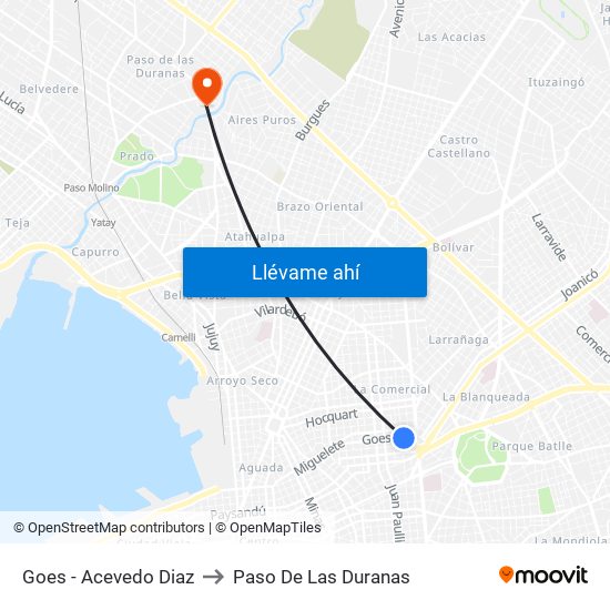 Goes - Acevedo Diaz to Paso De Las Duranas map