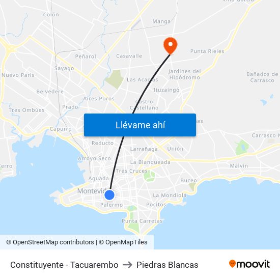 Constituyente - Tacuarembo to Piedras Blancas map