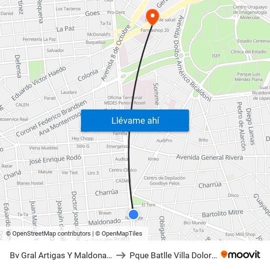 Bv Gral Artigas Y Maldonado to Pque Batlle Villa Dolores map