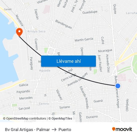 Bv Gral Artigas - Palmar to Puerto map