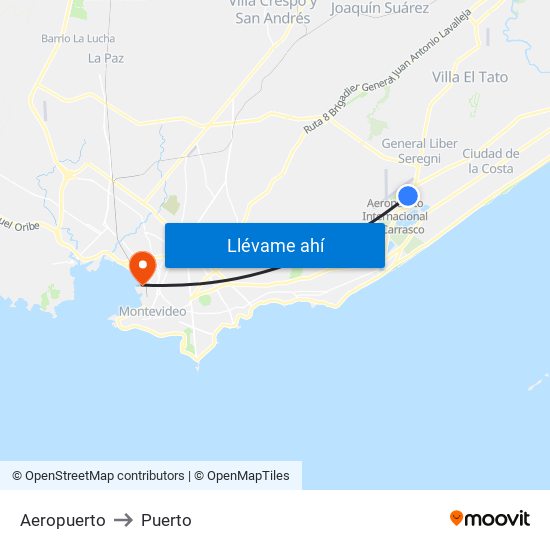 Aeropuerto to Puerto map