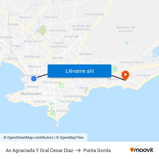Av Agraciada Y Gral Cesar Diaz to Punta Gorda map