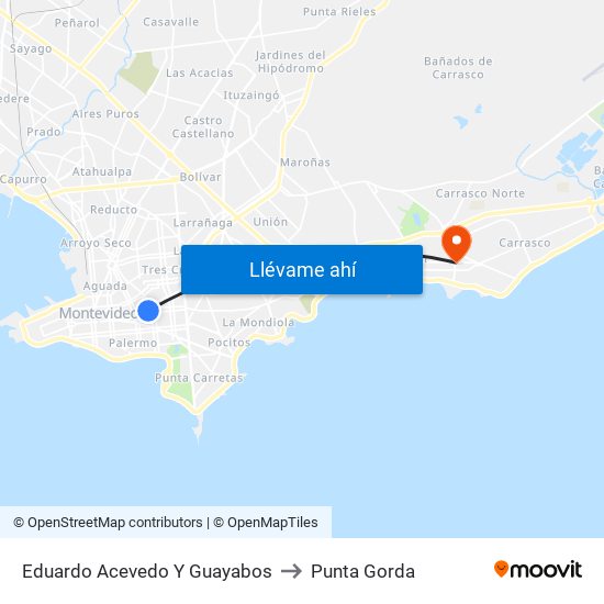 Eduardo Acevedo Y Guayabos to Punta Gorda map