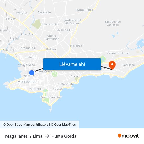Magallanes Y Lima to Punta Gorda map