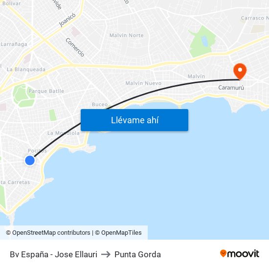 Bv España - Jose Ellauri to Punta Gorda map