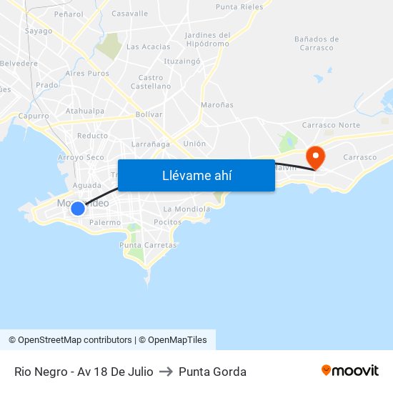 Rio Negro - Av 18 De Julio to Punta Gorda map