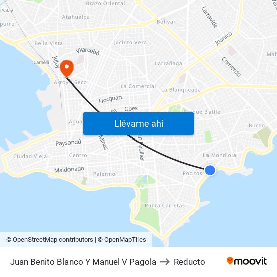 Juan Benito Blanco Y Manuel V Pagola to Reducto map