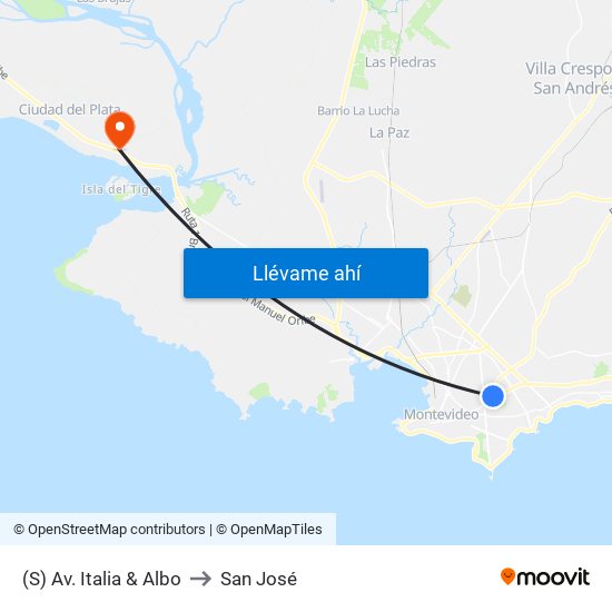 (S) Av. Italia & Albo to San José map