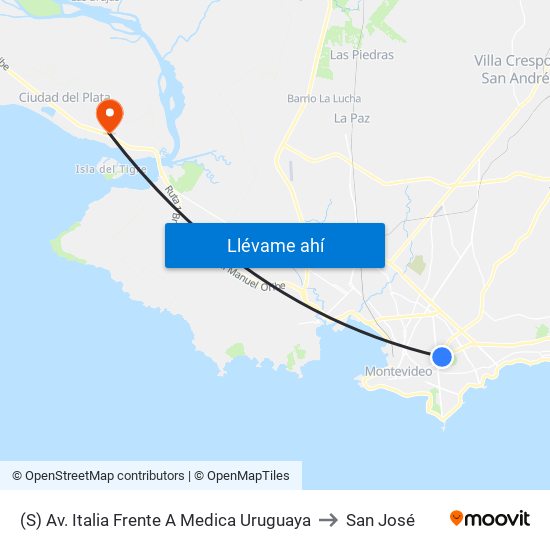 (S) Av. Italia Frente A Medica Uruguaya to San José map
