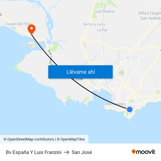 Bv España Y Luis Franzini to San José map