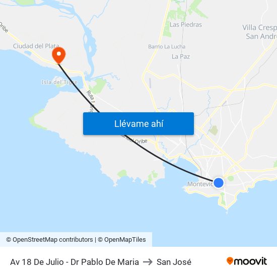 Av 18 De Julio - Dr Pablo De Maria to San José map