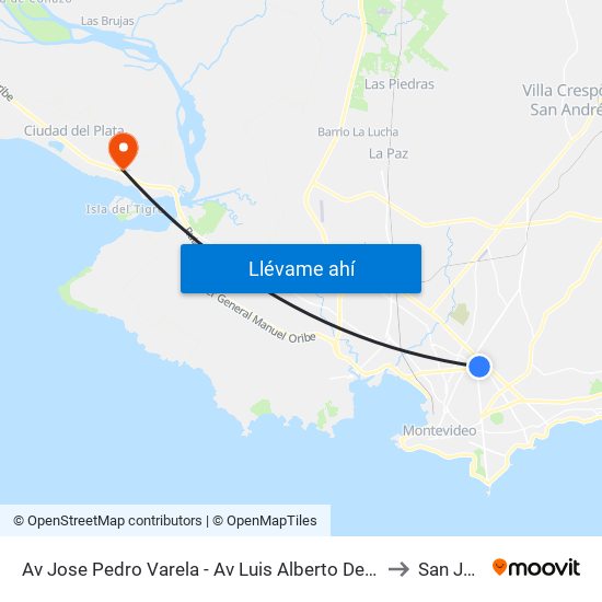 Av Jose Pedro Varela - Av Luis Alberto De Herrera to San José map