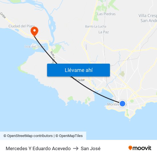 Mercedes Y Eduardo Acevedo to San José map