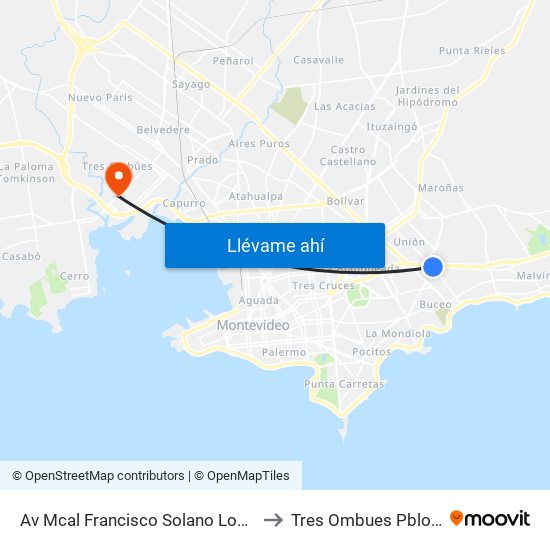 Av Mcal Francisco Solano Lopez - Av Italia to Tres Ombues Pblo Victoria map