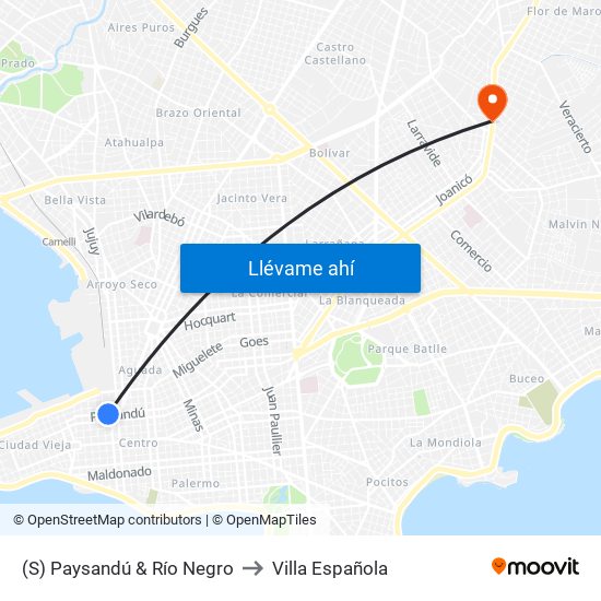 (S) Paysandú & Río Negro to Villa Española map