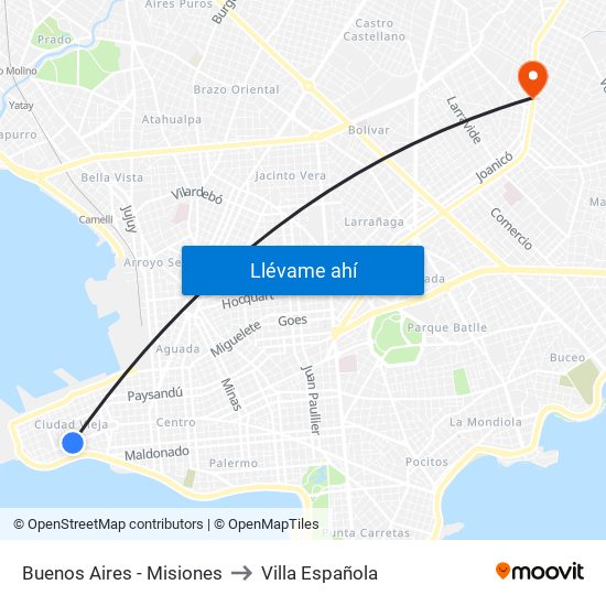 Buenos Aires - Misiones to Villa Española map