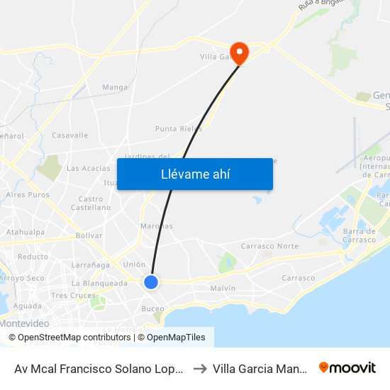 Av Mcal Francisco Solano Lopez - Av Italia to Villa Garcia Manga Rural map