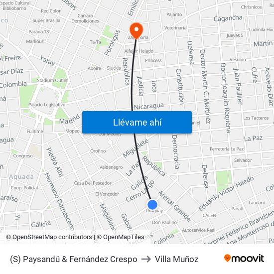 (S) Paysandú & Fernández Crespo to Villa Muñoz map