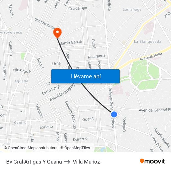 Bv Gral Artigas Y Guana to Villa Muñoz map