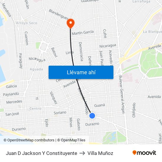 Juan D Jackson Y Constituyente to Villa Muñoz map