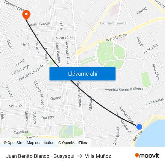 Juan Benito Blanco - Guayaqui to Villa Muñoz map