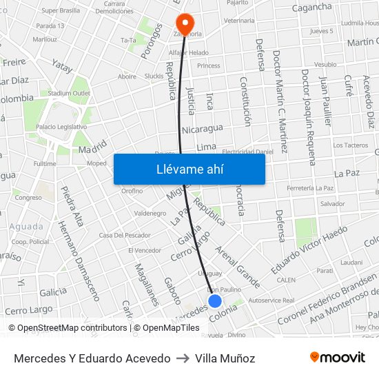 Mercedes Y Eduardo Acevedo to Villa Muñoz map