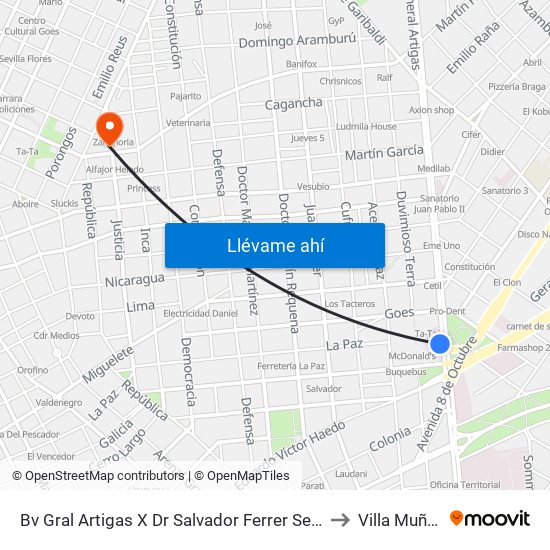 Bv Gral Artigas X Dr Salvador Ferrer Serra to Villa Muñoz map