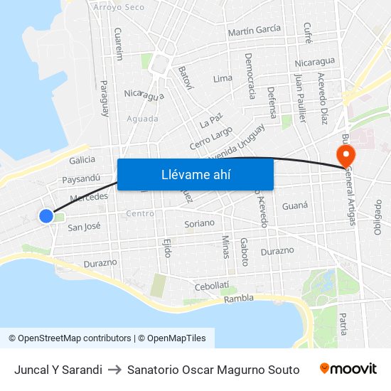 Juncal Y Sarandi to Sanatorio Oscar Magurno Souto map