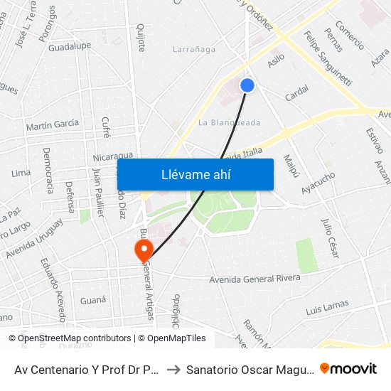 Av Centenario Y Prof Dr Pablo Purriel to Sanatorio Oscar Magurno Souto map