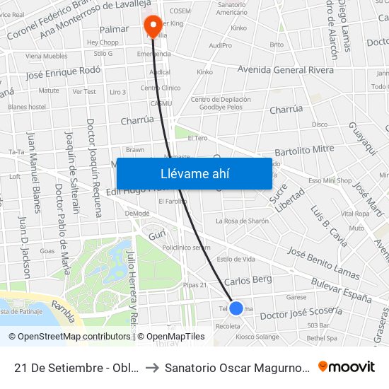 21 De Setiembre - Obligado to Sanatorio Oscar Magurno Souto map