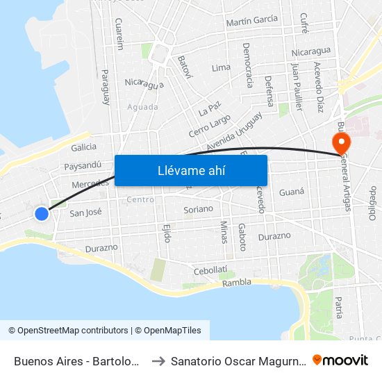 Buenos Aires - Bartolome Mitre to Sanatorio Oscar Magurno Souto map