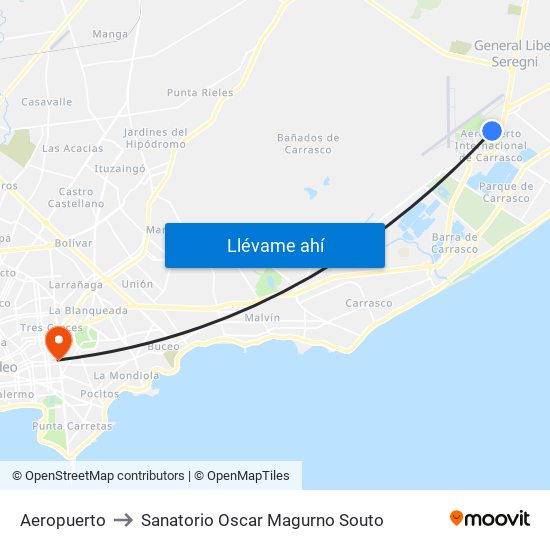 Aeropuerto to Sanatorio Oscar Magurno Souto map