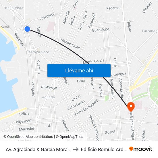 Av. Agraciada & García Morales to Edificio Rómulo Ardao map