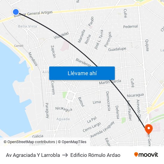 Av Agraciada Y Larrobla to Edificio Rómulo Ardao map