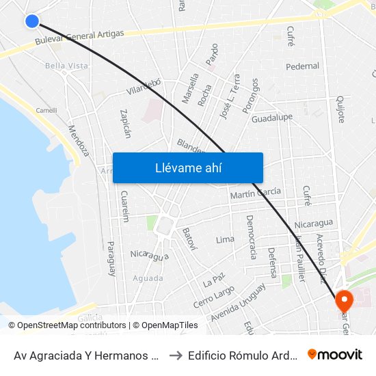 Av Agraciada Y Hermanos Gil to Edificio Rómulo Ardao map