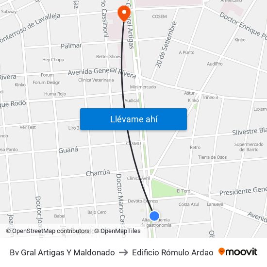 Bv Gral Artigas Y Maldonado to Edificio Rómulo Ardao map