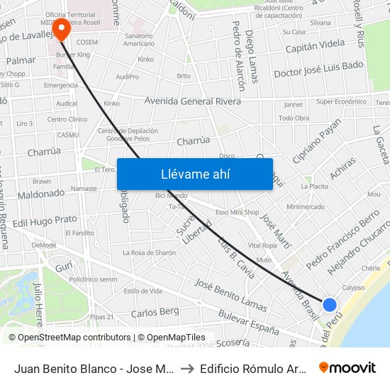 Juan Benito Blanco - Jose Marti to Edificio Rómulo Ardao map