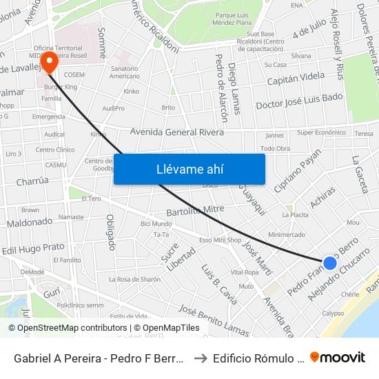 Gabriel A Pereira - Pedro F Berro Falta 145 to Edificio Rómulo Ardao map