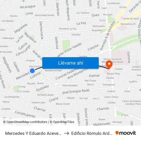 Mercedes Y Eduardo Acevedo to Edificio Rómulo Ardao map