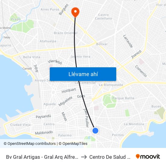 Bv Gral Artigas - Gral Arq Alfredo Baldomir to Centro De Salud Giordano map