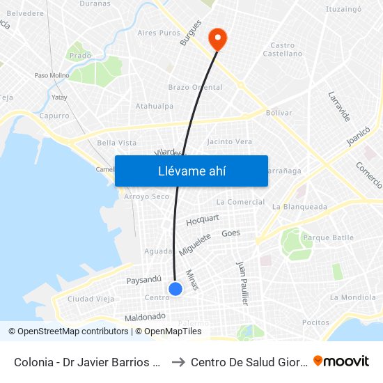 Colonia - Dr Javier Barrios Amorin to Centro De Salud Giordano map