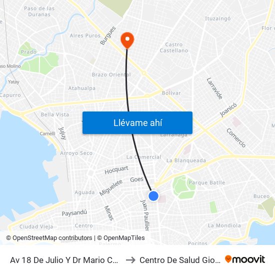 Av 18 De Julio Y Dr Mario Cassinoni to Centro De Salud Giordano map